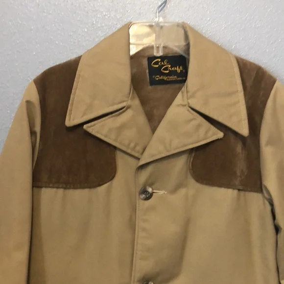 1970s Vintage Cal Craft coat Men's Large L camel tan button front LIKE NEW khaki - Picture 2 of 12